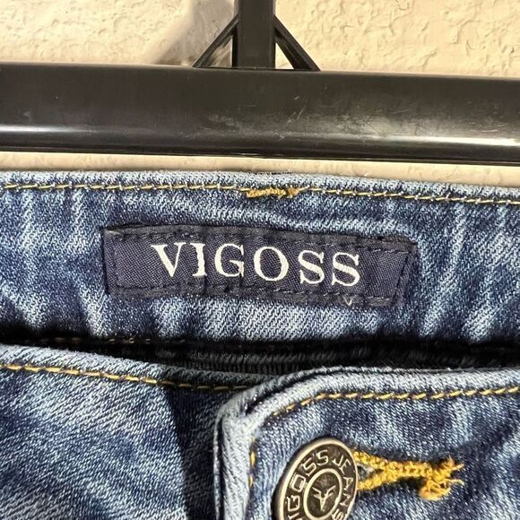 Vigoss Womens Blue Distressed Denim Jeans The Chealsea Crop Skinny Size 26 - Picture 4 of 9